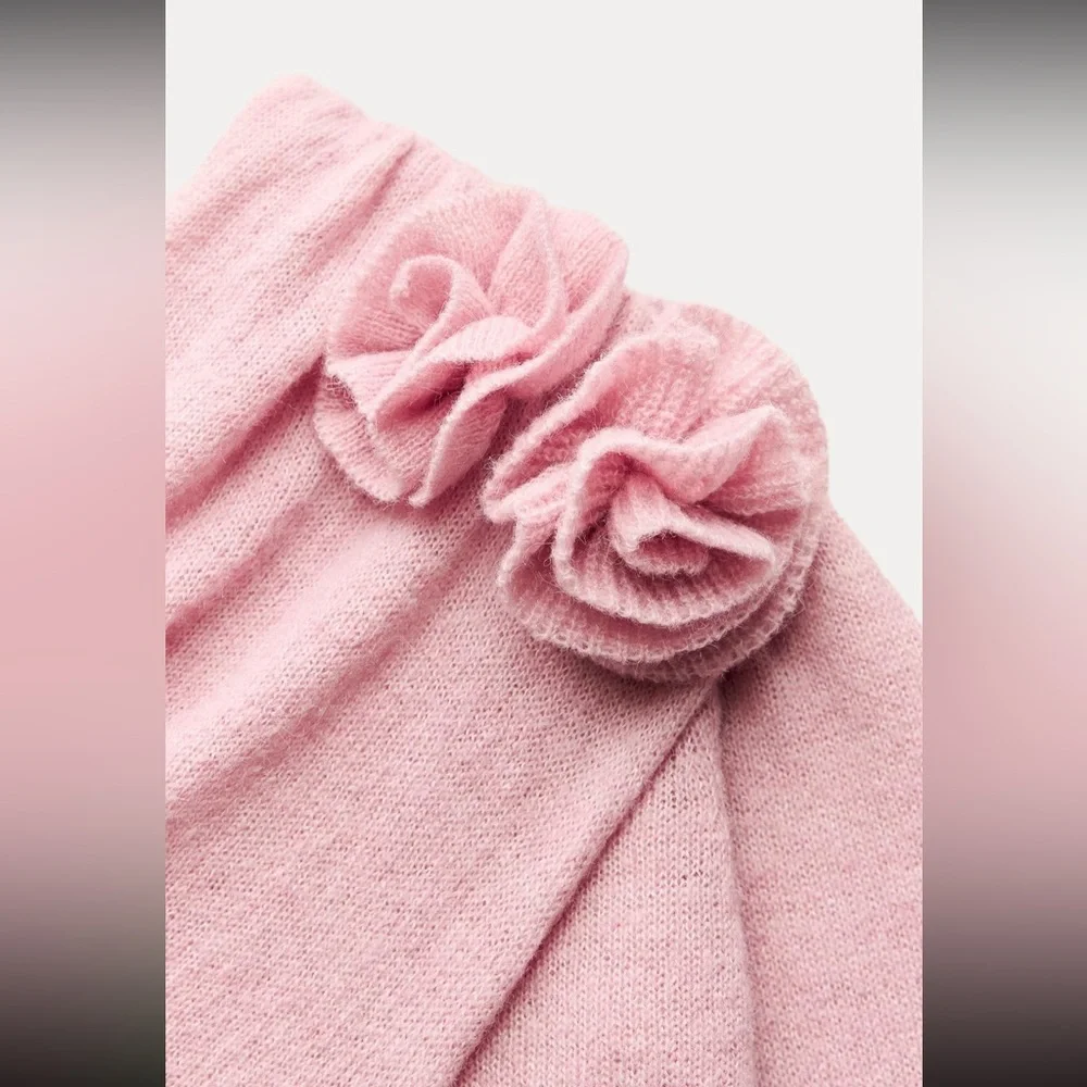 Zara raised floral knit top, pastel pink, 2025 - Picture 6 of 10